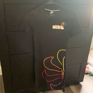 Nike rainbow pride tee dress with logo checks